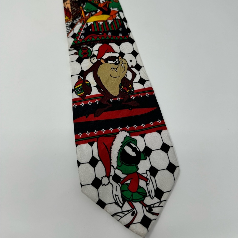 Vintage 90's‎ Looney Tunes Mania Christmas Neck Tie, Taz, Bugs, Marvin, Daffy - Picture 3 of 6